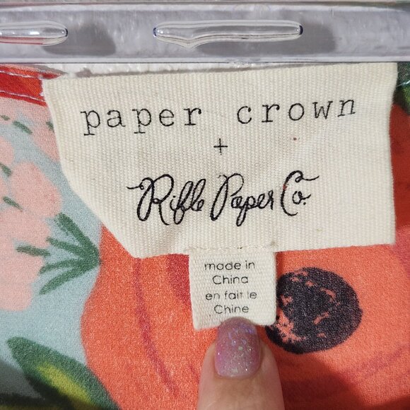 {Anthro} Paper Crown + Rifle Paper Co. Fluttered Blooms Swing Dress Oversized S - Picture 8 of 16